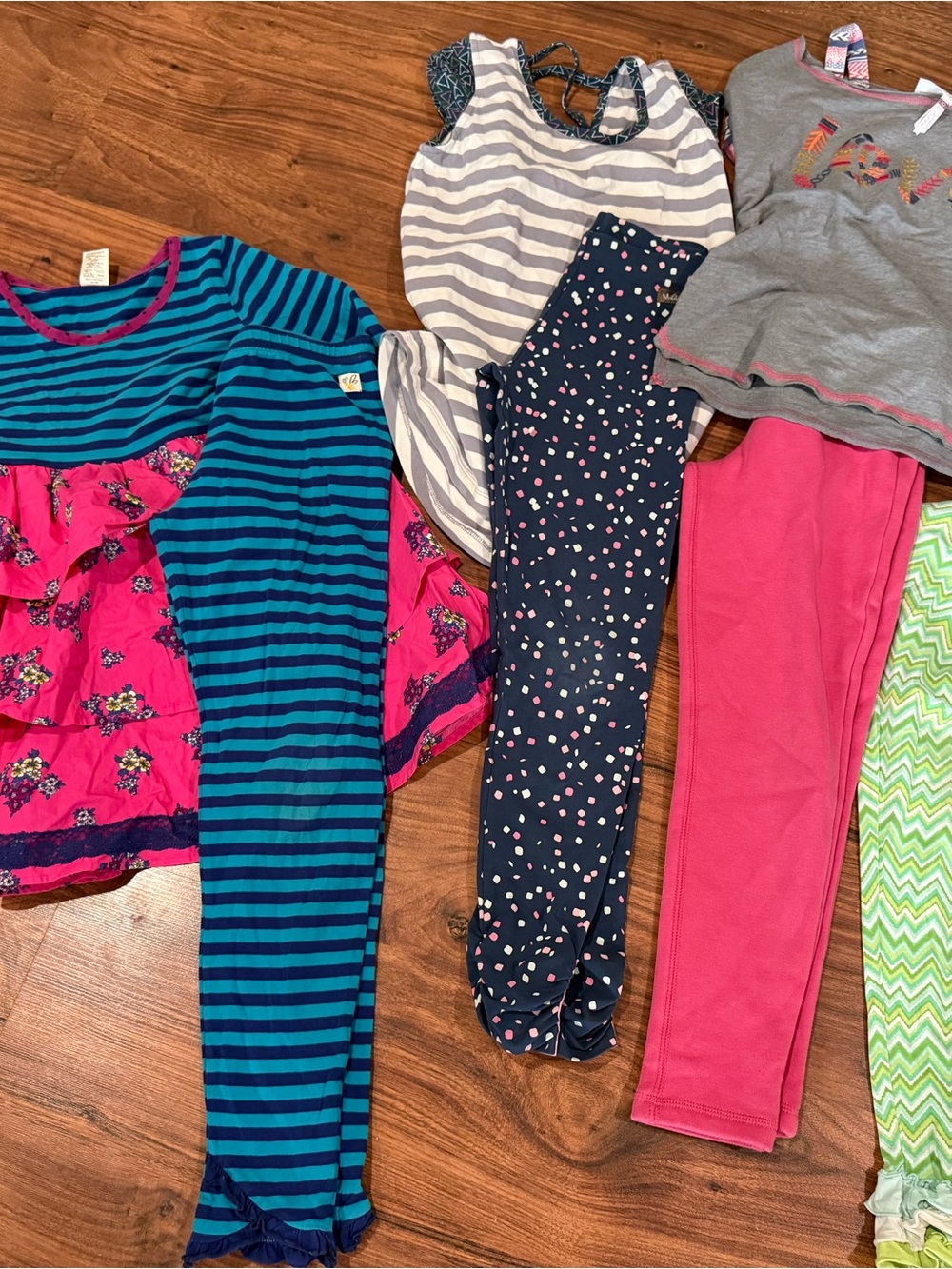 Matilda Jane Girls Mixed Tops & Leggings - Teal, Pink, Navy, Gray